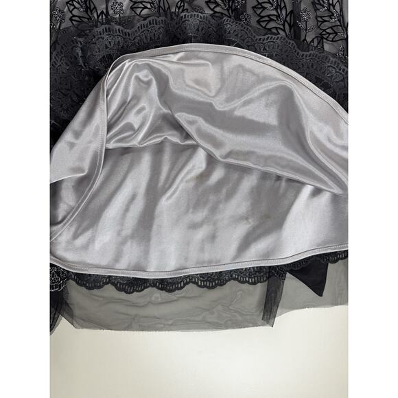 Vintage Y2K Fairy Grunge Mesh Dress 18W Black Silver Whimsigoth HOCO Formal - Picture 8 of 16